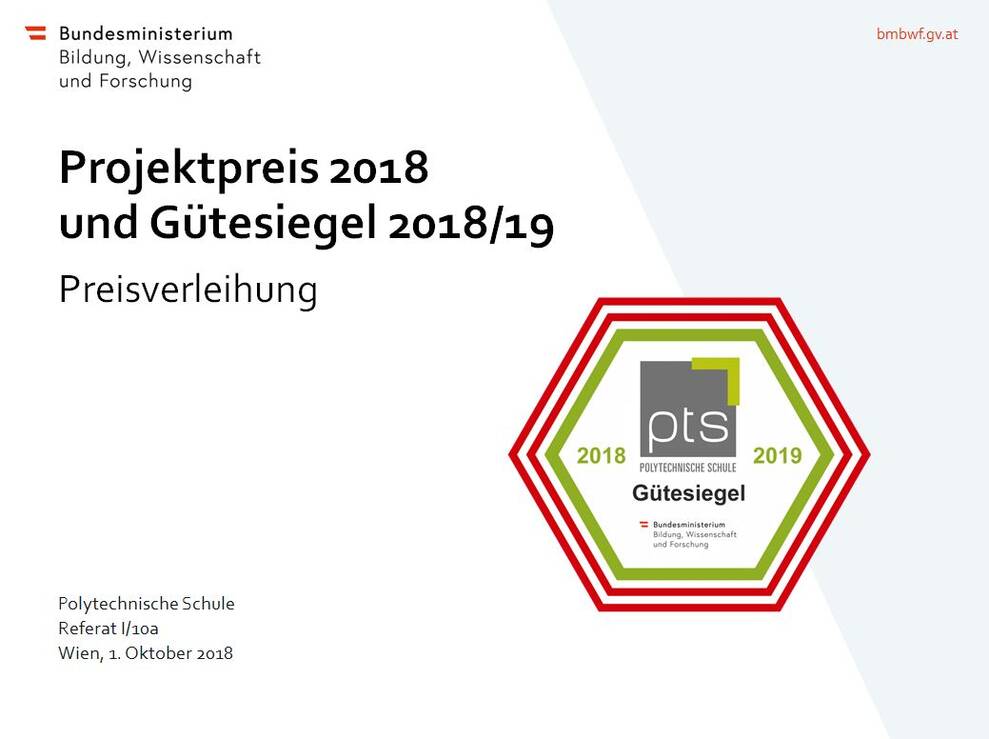 Verleihung der PTS-Projektpreise 2018 und der PTS-Gütesiegel 2018/19